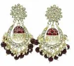 Gyaan Jewels Handmade Gold Plated Jhumki Earring Maroon for (Women and Girls)