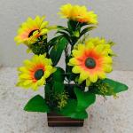 TFH Natural Looking Plastic Artificial Sunflower Plant with Pot 20 x 20 x 30 cm