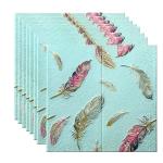 TLISMI 1 Pc PE Foam aesthetic feather Printed Wallpaper Self Adhesive 3D Texture Wall Panels Tiles