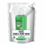 WiZ Hand & Body Wash 2in1 Refill Pouch, Green Apple - 1.5 Ltr, Enriched with Aloe Vera, Rose Water & Almond Extract, Paraben Free, Germ Fighter, Cleanses, Moisturiser