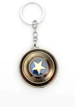 Blue Aura 24X7 Gold Metal Rotating Premium The Avengers Captain America Shield Keychain Matt With Realistic Detailing Key Chain