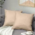 Faburaa 18x18 Inches Sofa Pillow Cover, Square Cushion Cover (Golden, 18x18 Inches, Pack of 2)