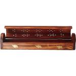 SRI GURU Wooden and Brass Incense Stick Box Holder Ash Catcher(Rectangular)10x1.5 x1.5 inch