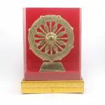 SMILE SELLERS.COM Handcrafted Brass Konark Wheel Decorative Showpiece Frame (7.5 inch) (Red)