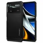 Spigen Rugged Armor Matte Black Thermoplastic Polyurethane Back Cover Case Compatible with Poco X4 Pro 5G 16.03 x 0.87 x 7.26 cm