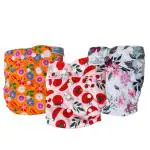 Seabird Regular Baby Combo Pack Of 3 Diapers + 3 Insert Adjustable Button Strap Washable & Reusable Cloth Diapers For Babies