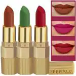 Perpaa Matte Rust Brown, Matte Apple Red, Natural Pink Lipstick (Pack Of 3)