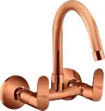 Luxury Series Rose Gold Finish PVD Coated 360 Degree Swivel Brass Sink Mixer Tap For Bathroom and Kitchen Mixer Faucet (Wall Mount Installation Type)