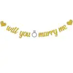 Festiko Glittery Will You Marry Me Proposal Banner Propose, Engagement, ValentineS Day, Bachelorette Party Sign Decoration Hanging Garland Bunting Banner Decor Photo Booth Props