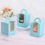 SATYAM KRAFT 20 Pcs Decorative Folding Paper Gift Boxes With 1 Cupcake Holder For Gifting Chocolates, Candies, Dryfruits Items - Fancy Decorative packaging In Marriage Pooja Function Packing (Blue)