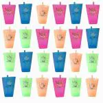 Kartual Return Gift For Kids Birthday Party / Cartoon Printed Sipper With Flexible Straw for Drinking Milk, Juice, Water (Pack of 24, Yellow)