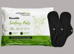 CareDone Reusable Sanitary Cloth Pads Ultra-Soft Cotton, Maximum Absorbency, Superior Leak Protection, Rash-Free Wear for Every Flow, and All-Day and Overnight Use (Pack of 2)
