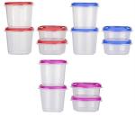 Cutting EDGE Eco Plastic Super Sturdy Container Set for Pickle, Sauces, Spices, Dry Fruits, Travelling (6 x 250, 6 x 125 - Pieces)