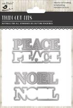Little Birdie Silver Christmas Thin Cut Die Peace Noel, 66X70Mm (Pack Of 4)