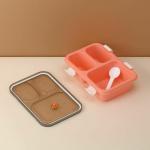 A4Four Lunch Box for Kids, Lunch Box for Kids, 3 Compartment Insulated Lunch Box Tiffin Box for Boys, Girls, School & Office Men (3 Compartment Lunch Box (Pink)