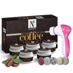 NutriGlow NATURAL'S Coffee Facial Kit 6-Pieces Skin Care Set with Deep Cleanser, Scrub, Nourishing Gel, Whitening Cream, Mask Pack And Serum For Nourishing Radiant Skin, 250 gm+ 10 ml With Free Face Massager