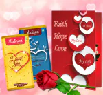 Romantic Love Gift For Boyfreind/Girlfriend|Valentine's Day Gifts For Lover|Rose Day, Purpose Day, Chocolate Day Gift With Chocolate Bars, Artificial Red Rose & Love Greeting Card