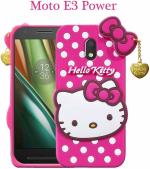 Aviaaz Motorola E3 Power Pink, White Rubber, Silicon Back Cover