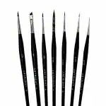 ArtRight Fine Detail Paint Brushes, 7 pcs Miniature Paint Brushes Set with Free Brush Holder & Synthetic Hair - 7 Fine Detailing Paintbrushes for Acrylic, Oil, Watercolor, Gouache & More (Wood)