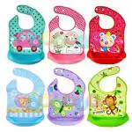 DESIGNESTYMulticolor Waterproof Bib with Detachable Food Catcher - 0.5 - 2 Years ( Pack of 6 )