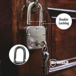 KI SHIELD Square PAD Lock 70MM (ATOOT) - Double locking, hardened shaker, corrosion resistant, durable design, strong security lock, home security lock, attached design, and corrosion resistance