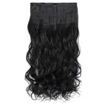 ThickLengths 5 Clips Black Wavy Synthetic Hair Extensions - 100g. Get Voluminous Hair With Our Best Hair Extensions. (wavy Hair, Black)