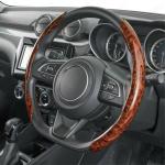 HUUSO Car Steering Wheel Cover Universal Wood Grain Leather Texture Anti-Skid Wheel Protector Steering Wheel Booster (Brown) Compatible with Honda City (2020)
