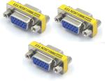 TAAPSEE 3 Pack VGA Female to Female Adapter SVGA Coupler HD15 Mini Gender Changer VGA Cable Extender Wire Connector (Silver, Blue, Pack of 3)