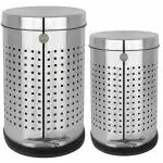 OPR Stainless Steel Square Perforated Pedal bin with Plastic Bucket Pack of 2 ( 8*12 and 10*14 )
