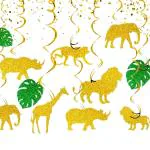 Festiko 12 Pcs Glitter Jungle Animals Party Decorations Safari Animals Swirl Hanging Decoration Jungle Animals Party Supplies Safari Party Favors
