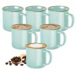 Treo Ceramic Light Green Glare Mug (Set Of 6)