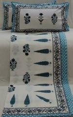 Singhalr Design Studio Handmade Block Printed Bedsheet - 100% Cotton - King Size Screen Printed Block Print Double Bed Sheet(1 Bedsheet and 2 Pilow cover)