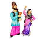 TIED RIBBONS Multicolor Resin Punjabi Couple Bhangra Dancing Showpiece 11 x 10 x 28 cm