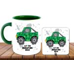 Whats Your Kick Let The Adventure Begin Quotes With Jeep Printed Dark Green Caremic Coffee Mug With Desky 325 ML