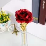 Webelkart Premium Valentine Gift for Girls Boys Girlfriend Boyfriend Husband Wife Love Couple Decorative 24k Red Gold Rose Plated Artificial Red Rose Flower with Box (Red,10 Inches)