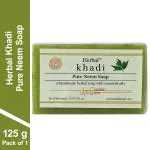Herbal Khadi NATURAL PURE NEEM SOAP Body Cleanser Revitalizing, Anti Acne, Anti Rash, Improves Skin Texture for Men & Women (Pack of 1) (125 g)