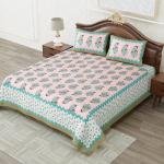 Pure Cotton Floral Double Bedsheet With 2 Pillow Cover