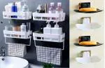SHOPITECH Wall Mounted Storage Rack Holder Self-Adhesive Wall Shelves Bathroom & Kitchen Shelves