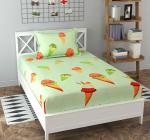 Homdazal Green 3D Printed Cotton Flat 180 Tc Single Bedsheet With A Pillow Cover (Pack Of 2)