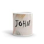 Rish John Texture Name Theme Printed Multicolor Ceramic Coffee Mug, 350 Ml