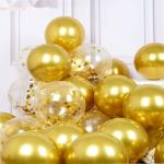 AMFIN Confetti Balloons for Decoration / Confetti Combo Balloons / Birthday Confetti Balloons / Confetti Gold Balloons / Gold Theme Decoration / Party Gold Balloons / Anniversary - Pack of 20