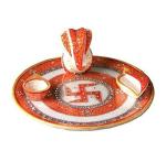 Etsibitsi Multicolor Stone Pooja Thali Set With Ganesh And Sindoor Chopra Ganesh