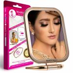 MAJESTIQUE Tabletop Mount Double Side Makeup Mirror, 1X/20X Square Zoom Mirror 180 Degree - Gold