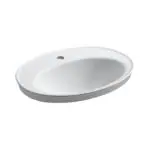 KOHLER SERIF K Series Table Top WASH BASIN (White) With Faucet Hole | 563x414x210mm, Oval | Ceramic Basin/Sink for Bathroom, Living Room | Table / Counter Top | K-2075IN-1-0