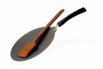 MyNAKSHA Black Iron Rotti Tawa Dosa Kallu with oneside Plastic Handle 10 inch with Wooden Turner.