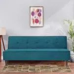 SOLISPRIMUS-COMFORT FOR ALL Fully Upholstered 3 Seater Single Solid Wood Fold Out Sofa Sectional Bed - Green