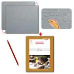 AKSHARABHYAS Kashmiri alphabet slate with letters in grooves for tracing with pencil by children + Kashmiri copywriting book with print & written alphabet, capital & small letters