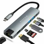 BESTOR USB C Hub 4K 30Hz, 7-in-1 USB-C Hub Multiport Adapter with HDMI, 87W PD, Ethernet, SD/TF