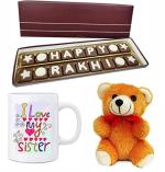 Fabbites Happy Rakhi Ceramic Mug And Teddy Bear With Chocolate 22 X 5 X 2.5 Cm