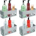 SHOPITECH COMBO OF 4 PCS Bathroom Shelf Rack / Kitchen Shelf / Wardrobe Shelf / Perfume Rack Plastic Wall Shelf ( 4 Bathroom Shelves ) Plastic Wall Shelf Plastic Wall Shelf (Number of Shelves - 4, White)